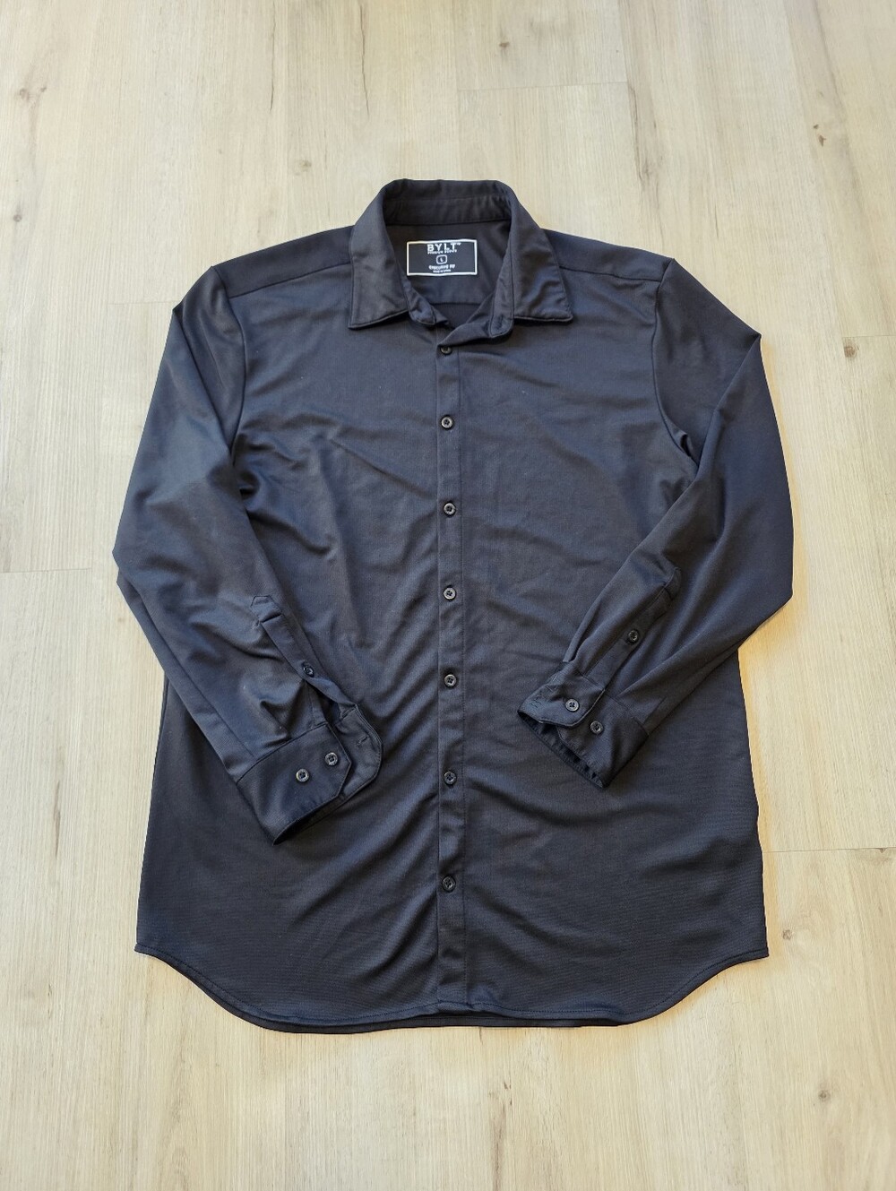 BYLT Premium Basic Men's Button Front Long Sleeves Shirt Size L Executive Fit
